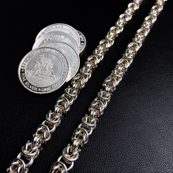 Byzantine Chain Necklace Pure Silver Viking Chain - Picture 4 of 7